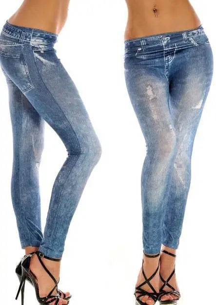Women New Fashion Classic Stretchy Slim Leggings Sexy Imitation Jean Skinny Jeggings Skinny Pants Big Size Bottoms Hot Sale