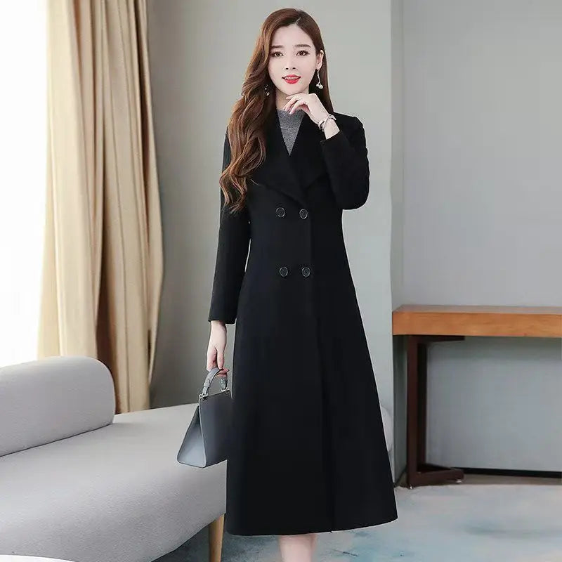 New Autumn Winter Women Fashion Long Coat Warm Pure Color With Pocket Ladies Outwear High Quality Loose Clothing for Womens