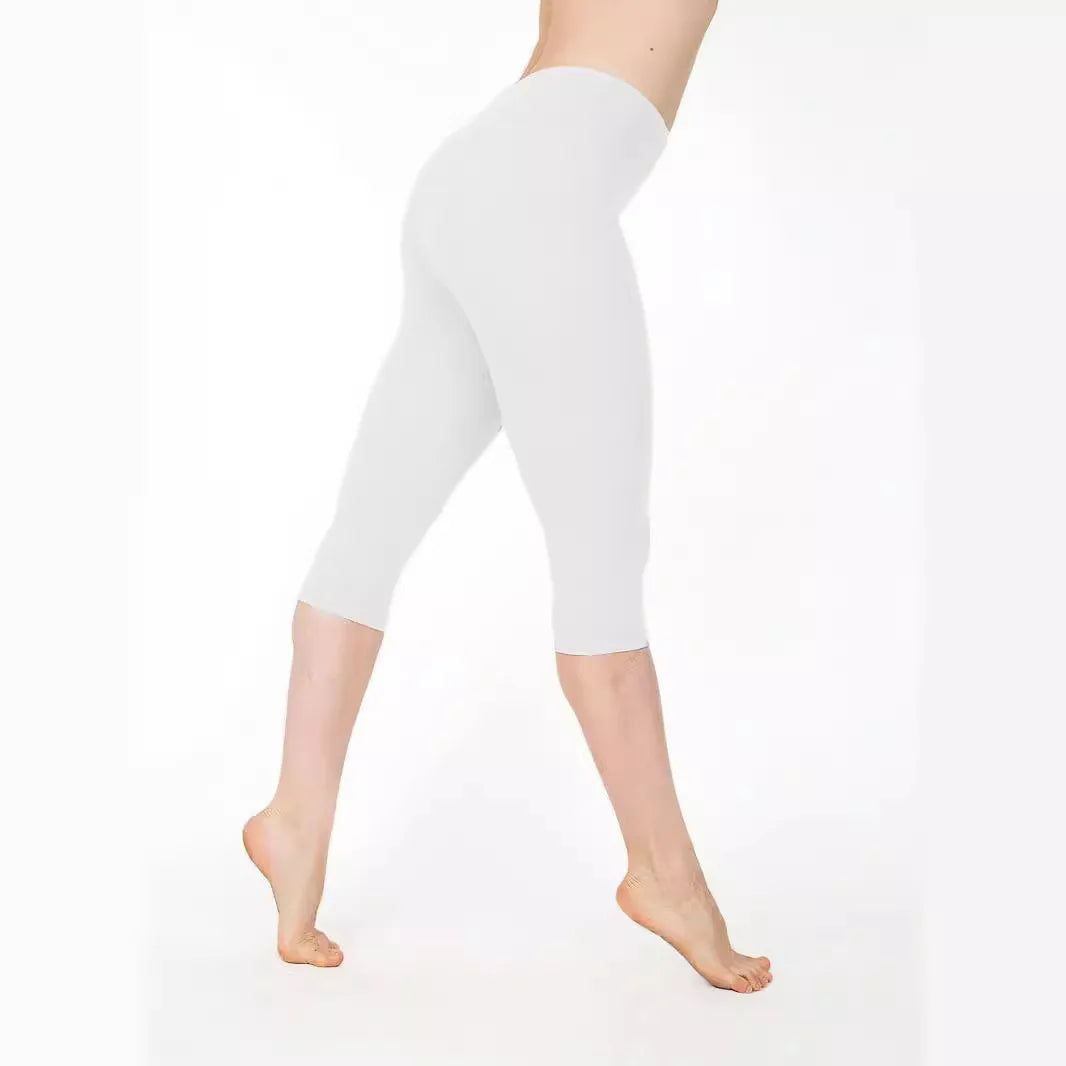 High Waist Push Up Fitness Leggings Crop Wide Waistband Cycling Short Leggings Workout Jogging For Women Training Leggings