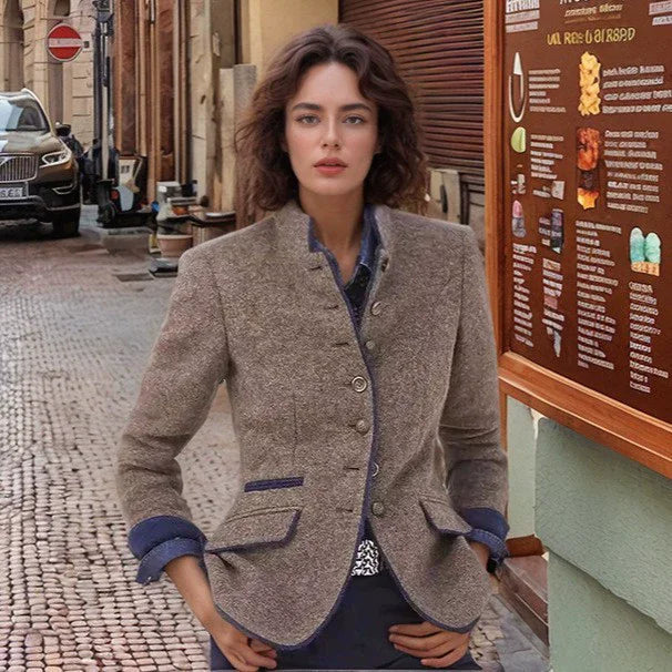 Women Coat Full Sleeve Lapel Female Jacket Elegant Autumn Winter Casual Button Front Pocket Lady Oversize Top