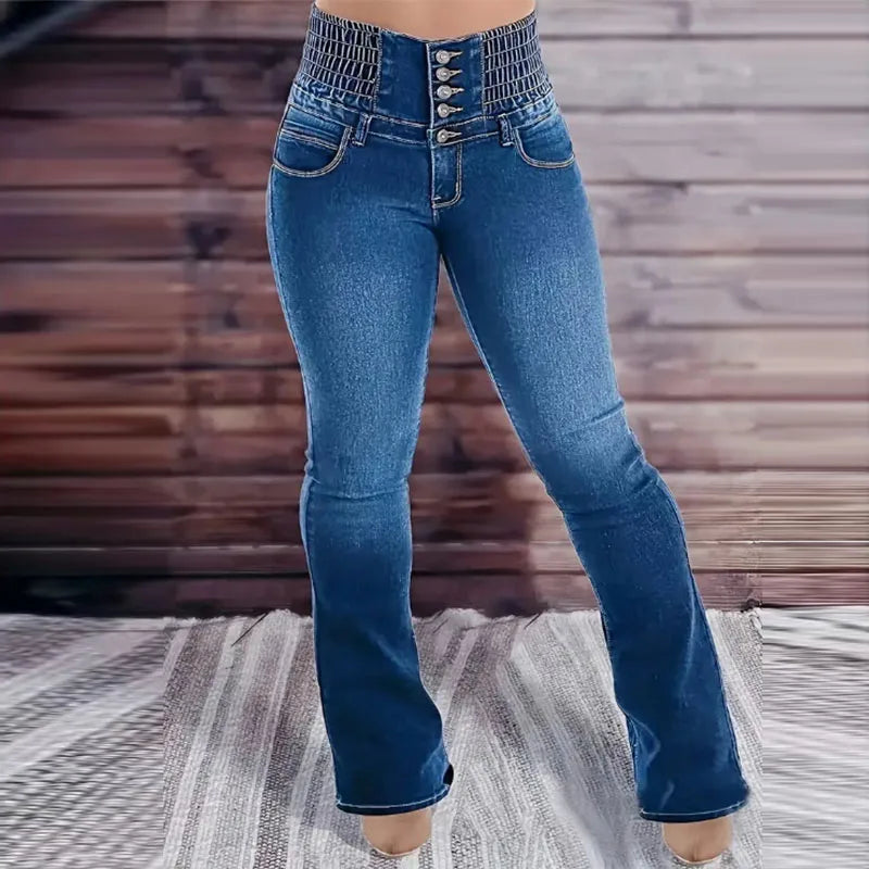 Women's jeans high waist stretch comfortable flared pants Denim pants