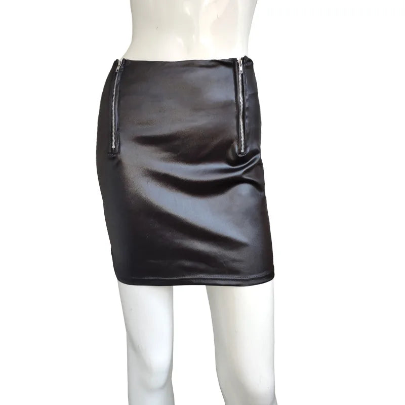 Black Skirt High Waist Women Mini Skirt Sexy Micro Tight Pencil Faux Leather Skirt Zipper Bodycon Hip Sexy Jupe mujer