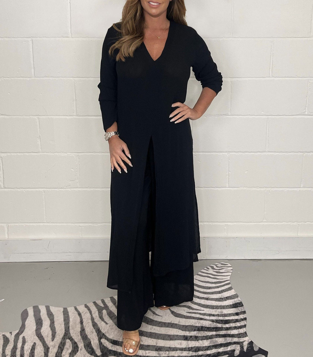 Long Top & Pants Two-Piece Set