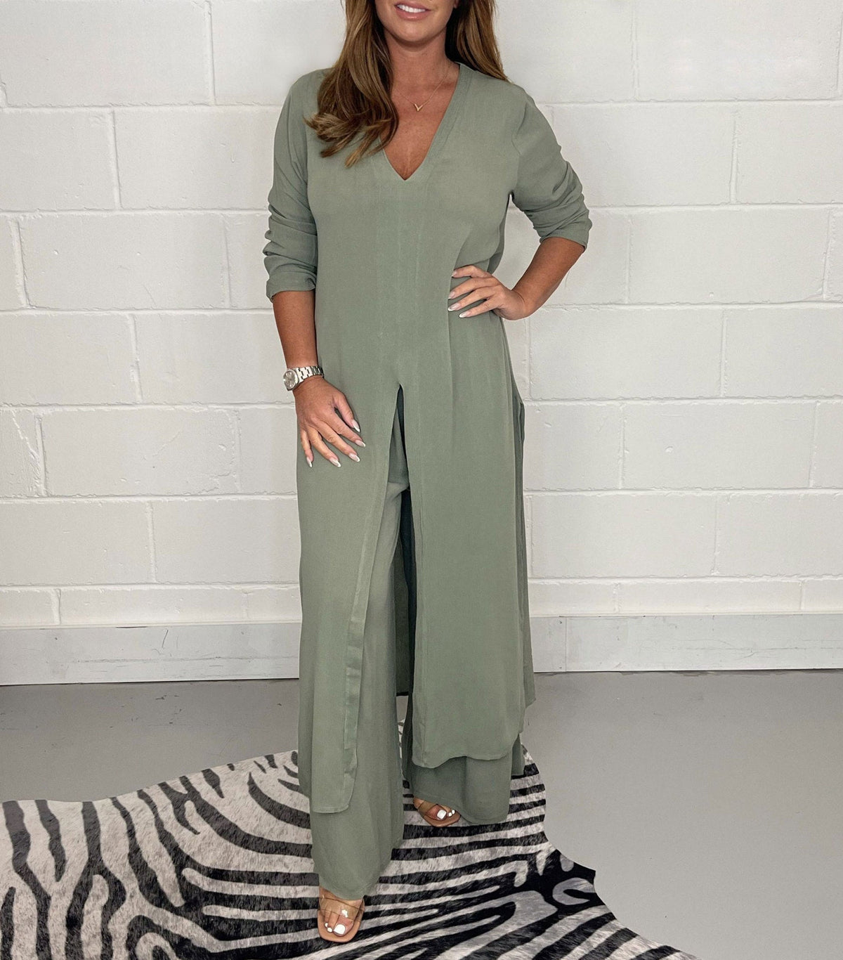 Long Top & Pants Two-Piece Set