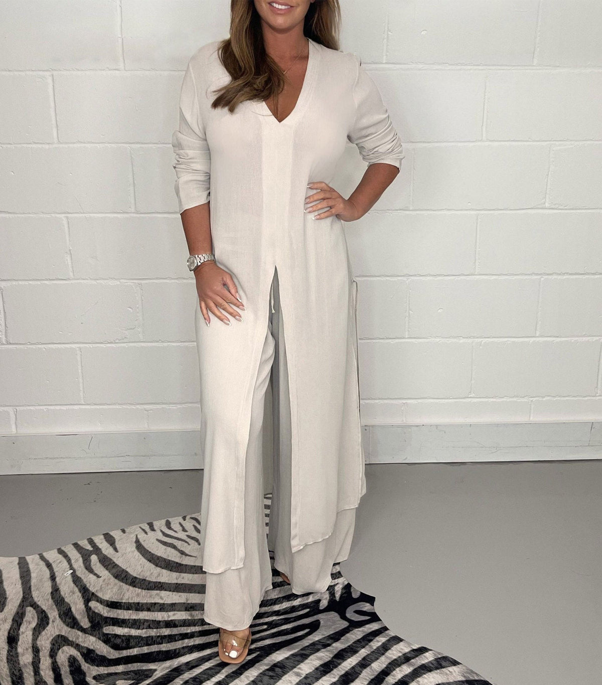 Long Top & Pants Two-Piece Set