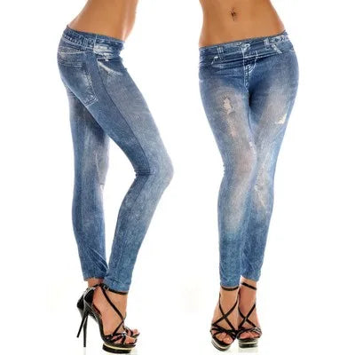 Women New Fashion Classic Stretchy Slim Leggings Sexy Imitation Jean Skinny Jeggings Skinny Pants Big Size Bottoms Hot Sale