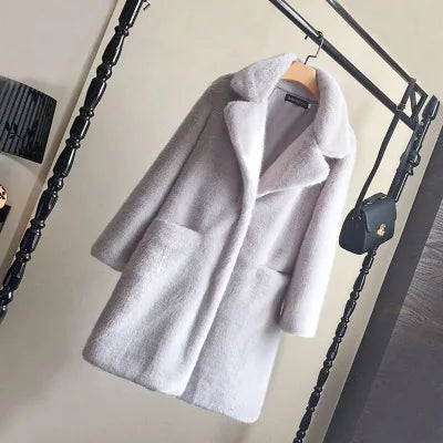 Lmitation Mink Plush Fur Coat Female 2021 Winter Thick High End Rex Rabbit Hair Fur Coats Plus Size Warm Women Faux Fur Coats