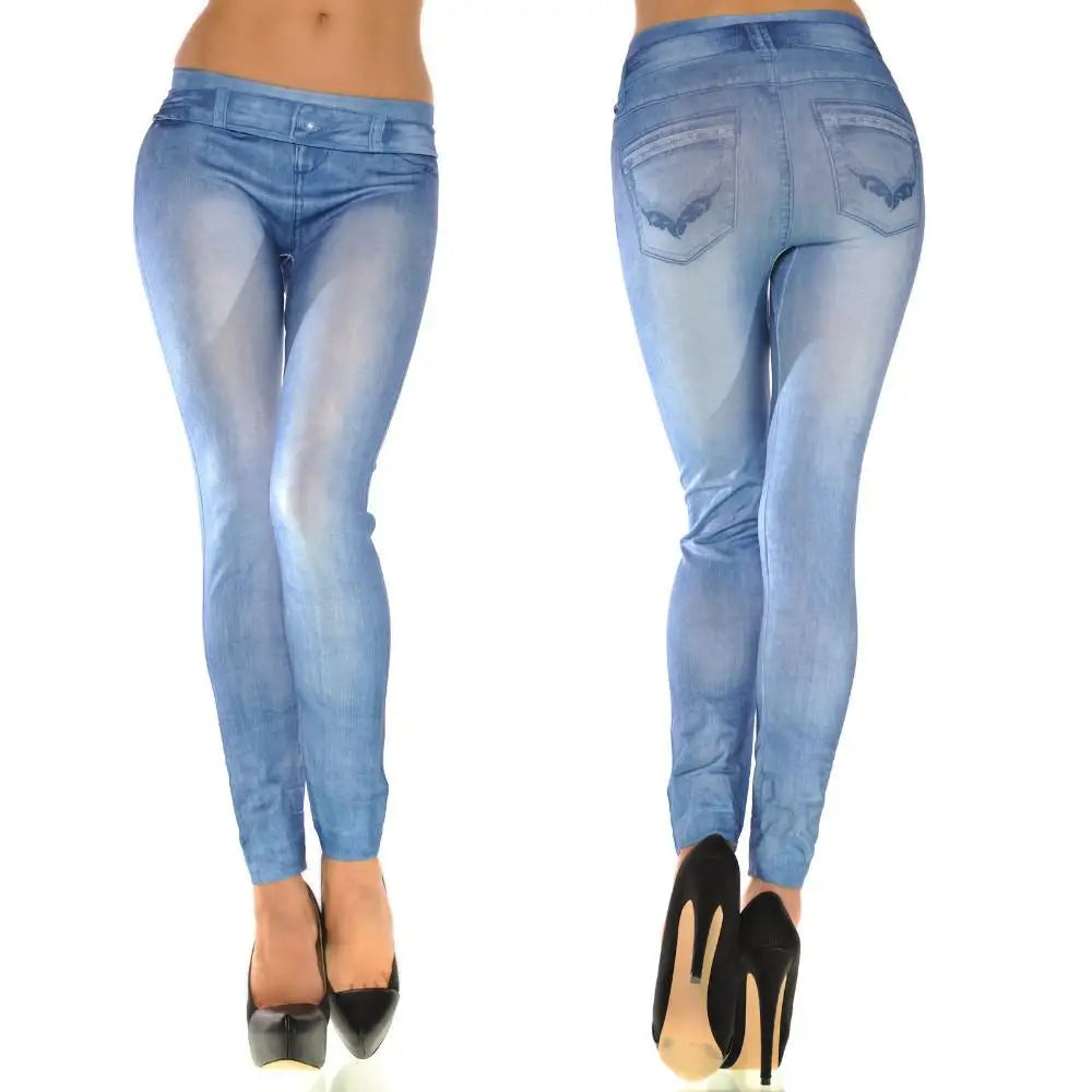 Women New Fashion Classic Stretchy Slim Leggings Sexy Imitation Jean Skinny Jeggings Skinny Pants Big Size Bottoms Hot Sale