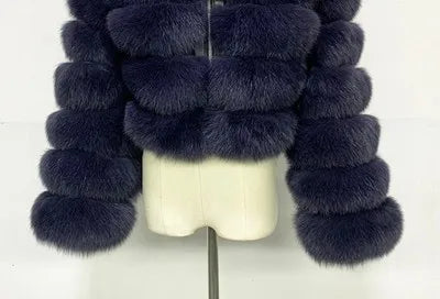High Quality Furry Cropped Faux Fur Coats and Jackets Women Fluffy Top Coat with Hooded Winter Fur Jacket Manteau Femme