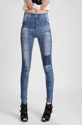 Women New Fashion Classic Stretchy Slim Leggings Sexy Imitation Jean Skinny Jeggings Skinny Pants Big Size Bottoms Hot Sale