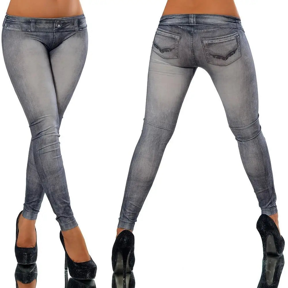 Women New Fashion Classic Stretchy Slim Leggings Sexy Imitation Jean Skinny Jeggings Skinny Pants Big Size Bottoms Hot Sale