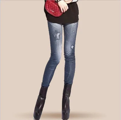 Women New Fashion Classic Stretchy Slim Leggings Sexy Imitation Jean Skinny Jeggings Skinny Pants Big Size Bottoms Hot Sale
