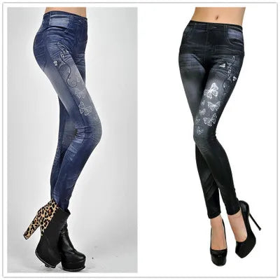 Women New Fashion Classic Stretchy Slim Leggings Sexy Imitation Jean Skinny Jeggings Skinny Pants Big Size Bottoms Hot Sale