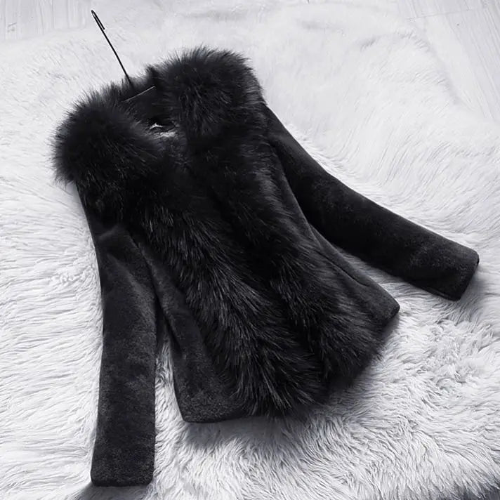 Elegant Faux Fur Coat Women Mink Fur Coat Warm Long Sleeve Female Outerwear Autumn Winter Coat Jacket Hairy Overcoat