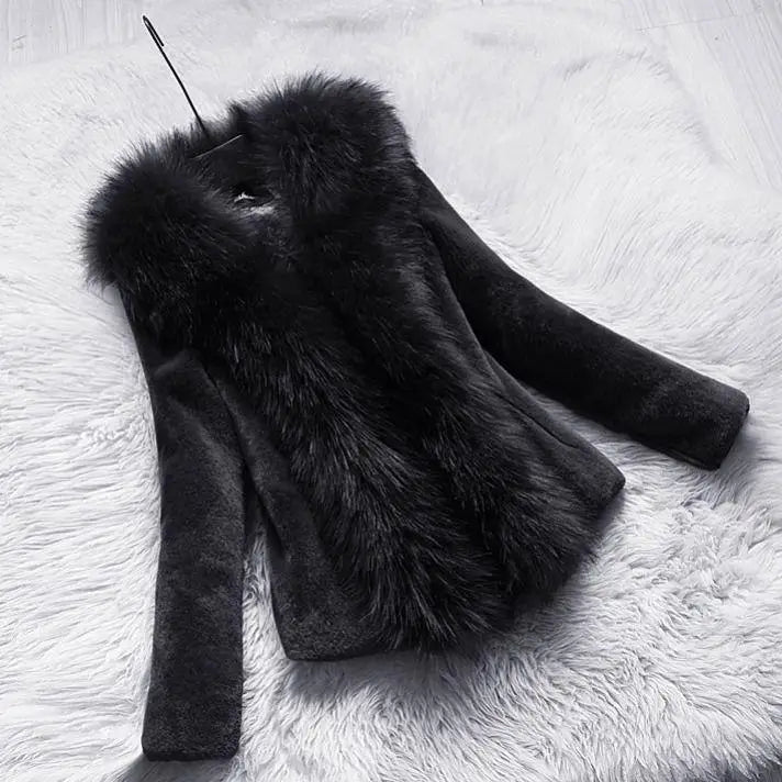 Elegant Faux Fur Coat Women Mink Fur Coat Warm Long Sleeve Female Outerwear Autumn Winter Coat Jacket Hairy Overcoat