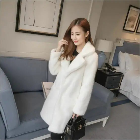 Lmitation Mink Plush Fur Coat Female 2021 Winter Thick High End Rex Rabbit Hair Fur Coats Plus Size Warm Women Faux Fur Coats