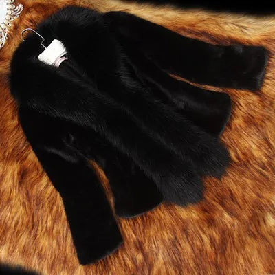 Elegant Faux Fur Coat Women Mink Fur Coat Warm Long Sleeve Female Outerwear Autumn Winter Coat Jacket Hairy Overcoat
