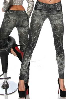 Women New Fashion Classic Stretchy Slim Leggings Sexy Imitation Jean Skinny Jeggings Skinny Pants Big Size Bottoms Hot Sale
