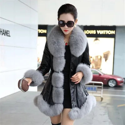 Hot Sale Winter Women's Faux Fur High Quality Faux Sheepskin Coats Keep Warm With Fur Fox Collars Slim Female Furs