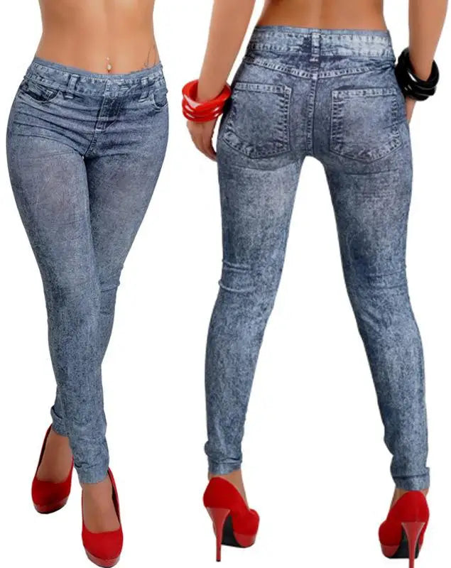 Women New Fashion Classic Stretchy Slim Leggings Sexy Imitation Jean Skinny Jeggings Skinny Pants Big Size Bottoms Hot Sale