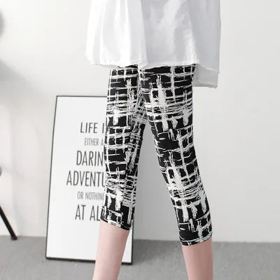 Printing Pants Women High Quality Capris High Waisted Floral Lady's Fitness Leggings Seventh Elastic Slim Short Leggings