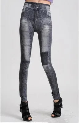 Women New Fashion Classic Stretchy Slim Leggings Sexy Imitation Jean Skinny Jeggings Skinny Pants Big Size Bottoms Hot Sale