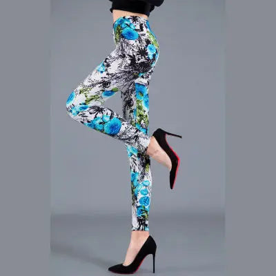 Hot New Spring Legging National Ethnic Style Retro Graffiti Paintings Printing Flowers Trousers Printed High Elasticity Leggings
