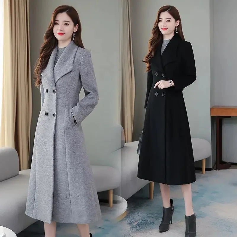 New Autumn Winter Women Fashion Long Coat Warm Pure Color With Pocket Ladies Outwear High Quality Loose Clothing for Womens