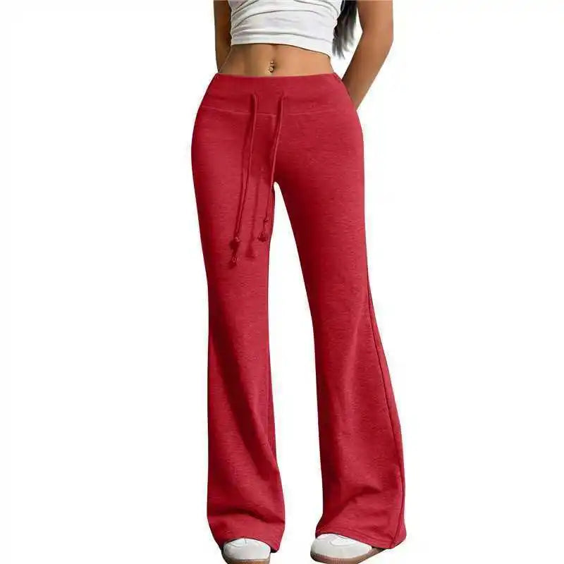 Autumn and Winter New Solid Color Drawstring Women's bell-bottoms Casual Fashion Dressing