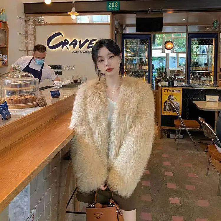 Autumn Winter New Faux Fur Coat Women Fashion Casual Imitation fox fur coat Womens Short loose comfortable Winter Jacket