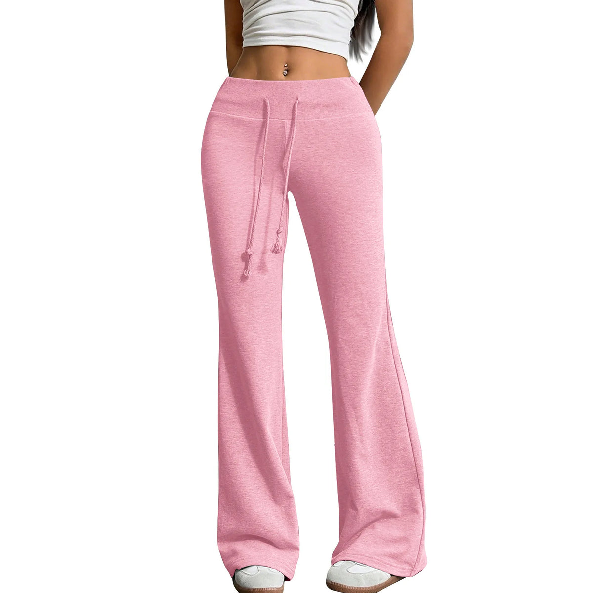 Autumn and Winter New Solid Color Drawstring Women's bell-bottoms Casual Fashion Dressing