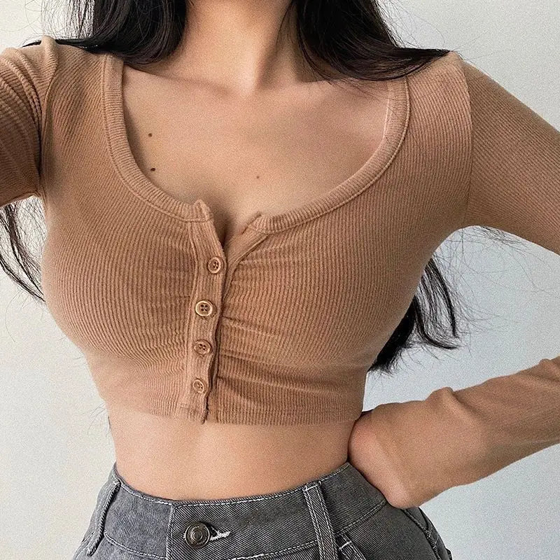 Sexy Hot Girl Tie Dye Long Sleeve T-Shirt Ultra Short Tight Inner Wear Base Shirt Jazz Dancing Black Top Women's Cotton Tee