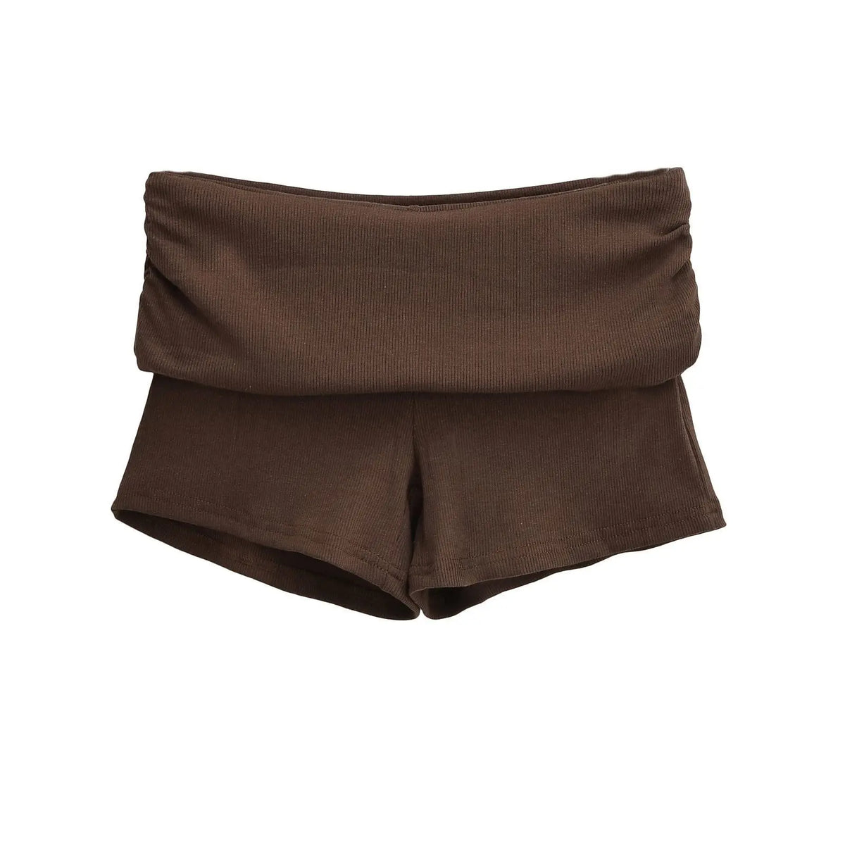 Summer Slim Yoga Shorts Women Casual Solid Color Fold Over Low Waist Lounge Shorts