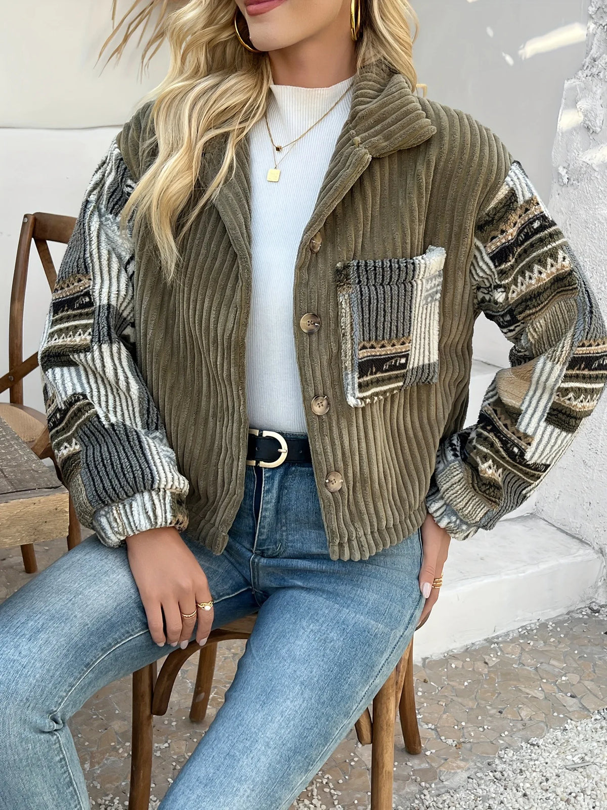 new women's suede texture effect Loose version of fashion lapel shoulder bomber jacket