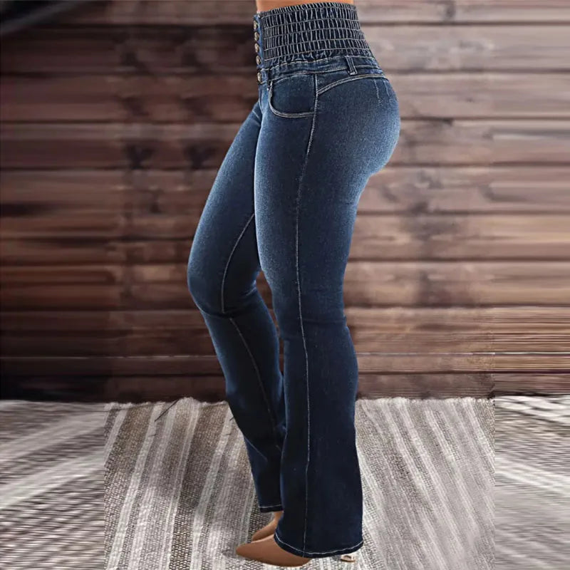 Women's jeans high waist stretch comfortable flared pants Denim pants