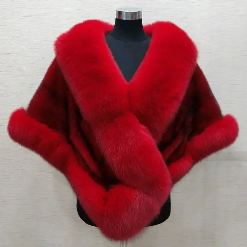 Luxury Faux Fox Fur Cape Cheongsam Wedding Dress Shawl Winter Scarf Graceful Women Banquet Party Cloak Wraps