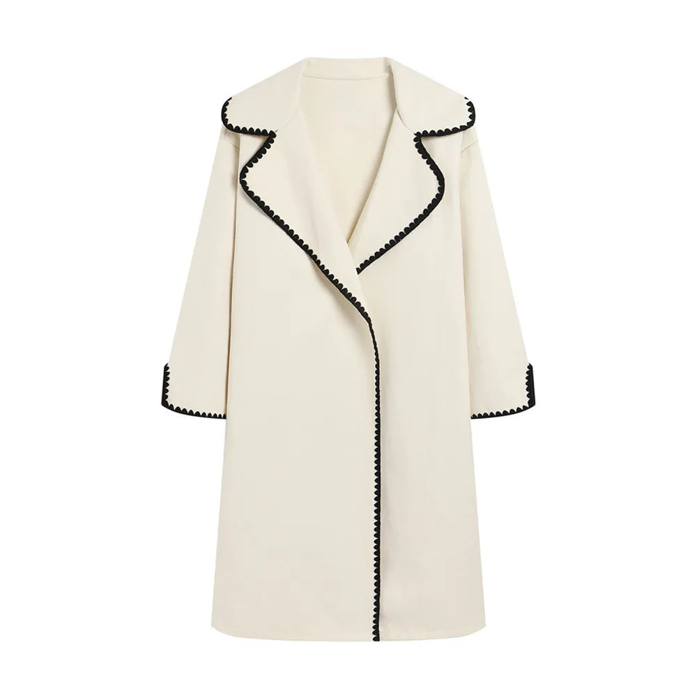 Autumn Winter Blends Trench Windbreak Women Clothing Double-sided Woolen Long-sleeved Woven Lapel Long Coat Loose Trench Coat