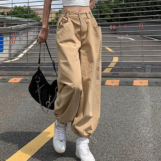 Style Loose Denim Leg Pants Women's High Waist Harun Leggings Straight Thin Korean Fashion Women Clothing Y2k Pants