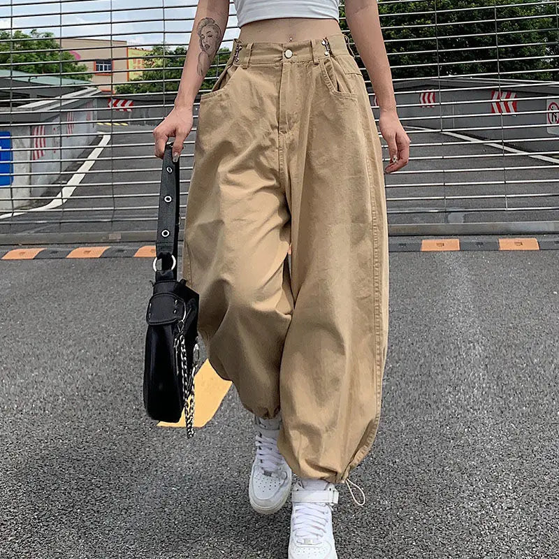 Style Loose Denim Leg Pants Women's High Waist Harun Leggings Straight Thin Korean Fashion Women Clothing Y2k Pants