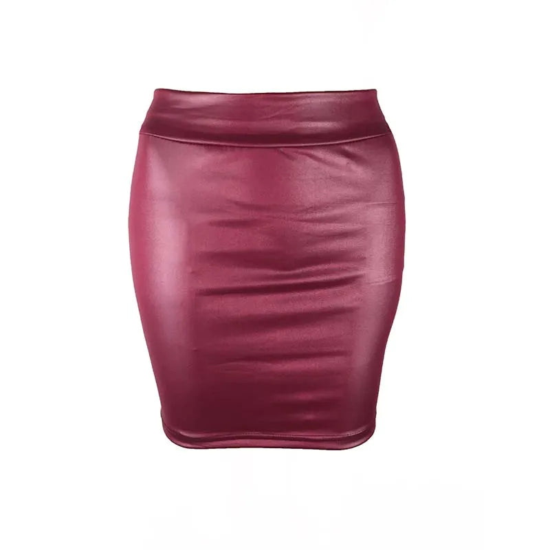 BEAUTY CLOSET COLLECTION  -  Black Slim Imitation Leather Sexy Skirt