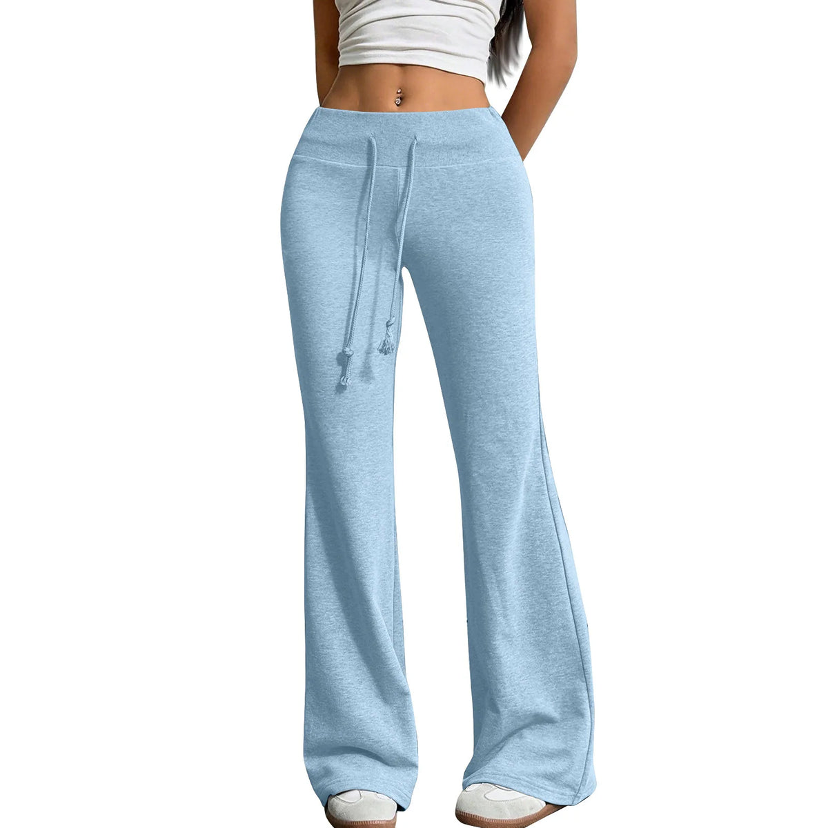 Autumn and Winter New Solid Color Drawstring Women's bell-bottoms Casual Fashion Dressing