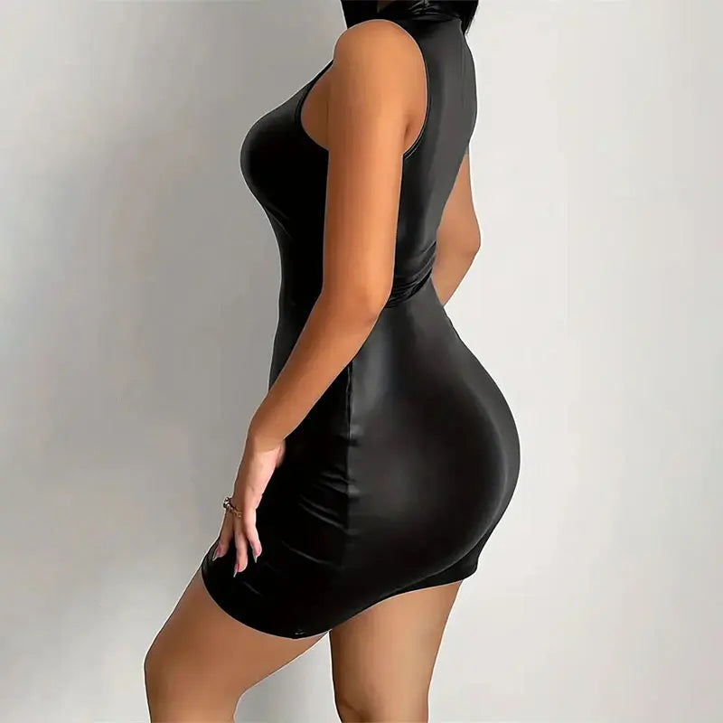 BEAUTY CLOSET COLLECTION - Bodycon Leather Lady Dress