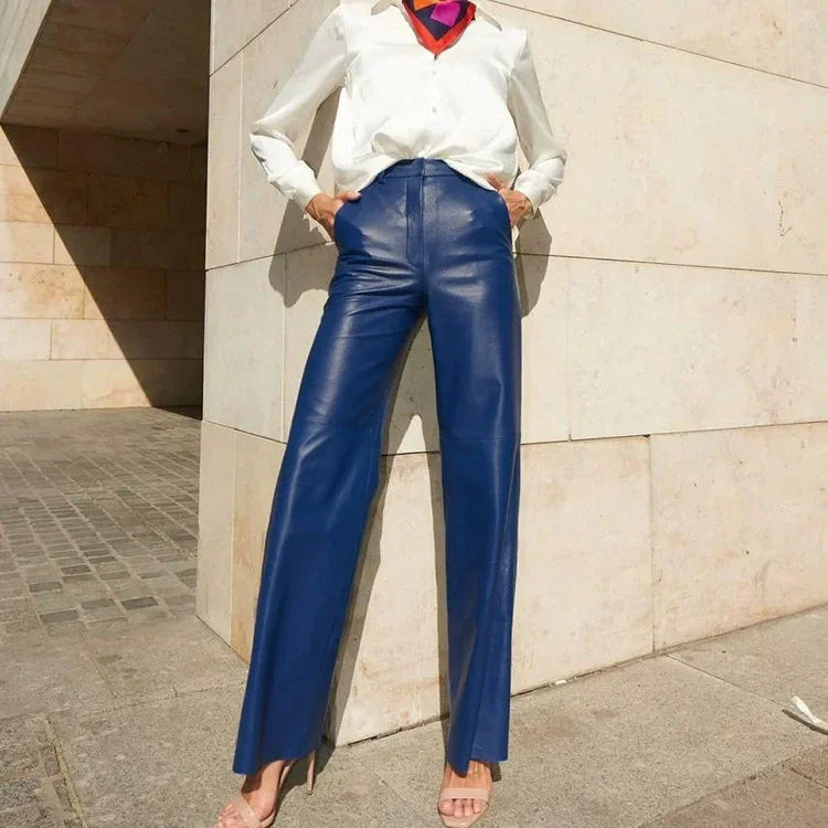 Elegant Women's Pants New Autumn Fashion PU Leather High Waist Hip Lifting Straight Leg Casual Y2k Trousers for Female