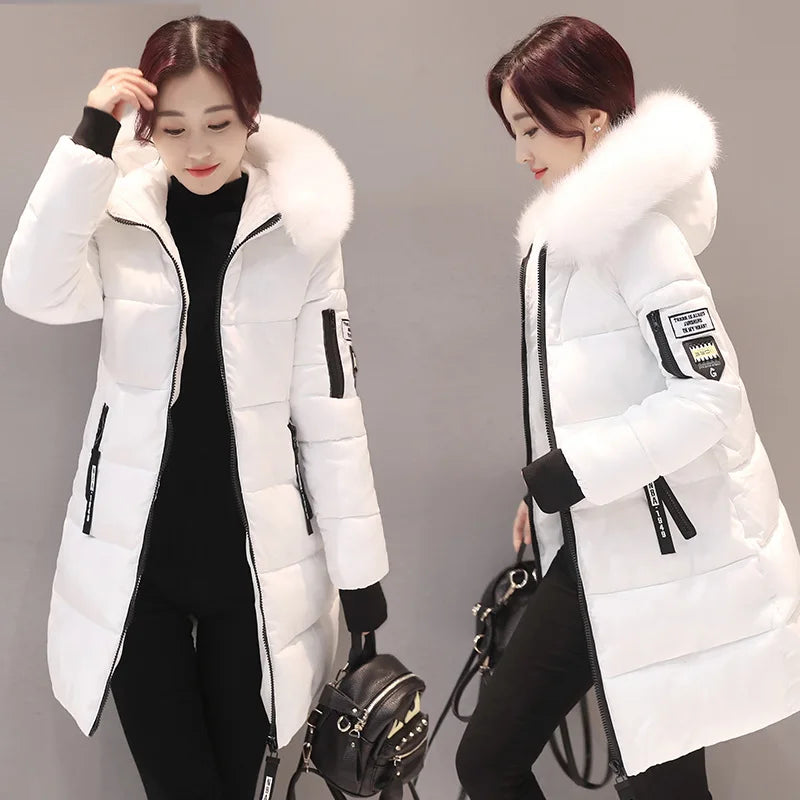 New Women Cotton Coat Autumn Winter Jacket Coat    Padded Hooded Keep Warm Down Cotton Overcoat Parkers
