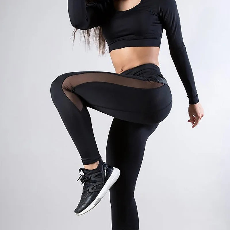 Women Skinny Leggings Black Yoga Sport Pants Pu Leather Patchwork Lady Jogging Pants Push Up Workout Sport Yoga Leggings Female
