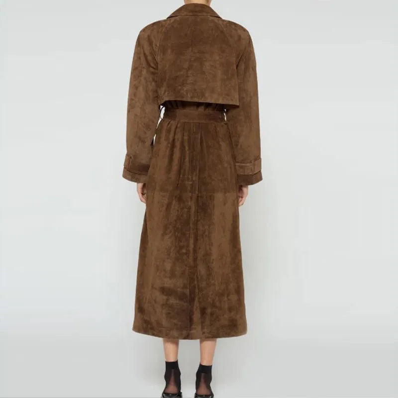 Fall New Y2K Retro Tie Waist Trench Coat For Women Oversized Elegant Long Coat With Belt Chic Outerwear