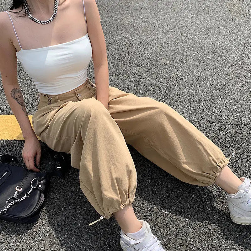 Style Loose Denim Leg Pants Women's High Waist Harun Leggings Straight Thin Korean Fashion Women Clothing Y2k Pants