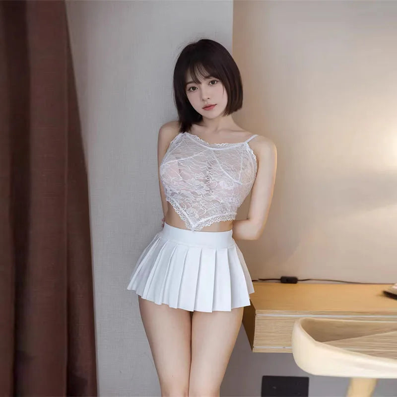 Sexy Women's Ultra-short Pleated Skirt Outdoor Mini Micro A-Line Skirts Nightclub Woman Dance Wear Allure Short Skirts