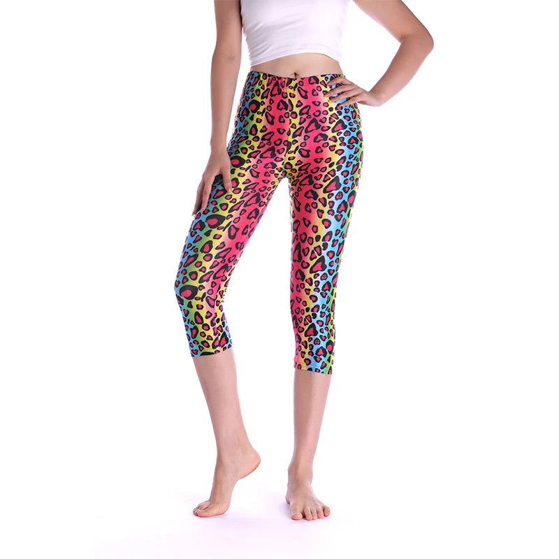 Printing Pants Women High Quality Capris High Waisted Floral Lady's Fitness Leggings Seventh Elastic Slim Short Leggings