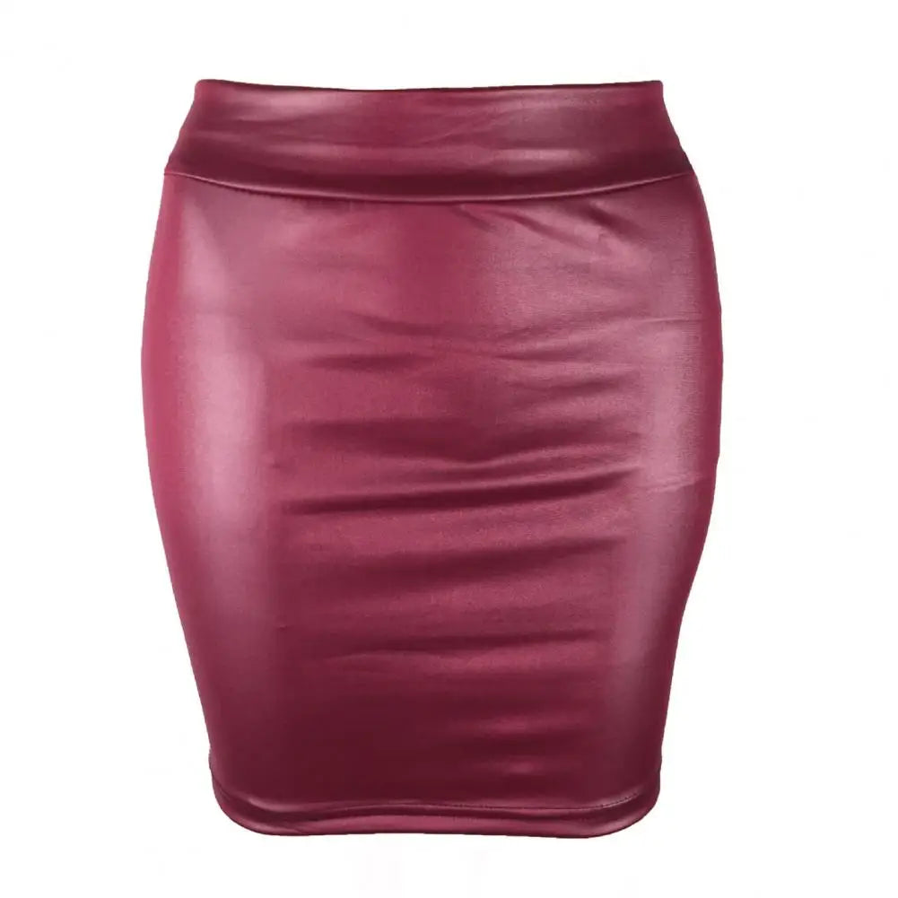 BEAUTY CLOSET COLLECTION  -  Leather Matte Slim Mini Sexy Fashion Skirts Hot Short High Waist